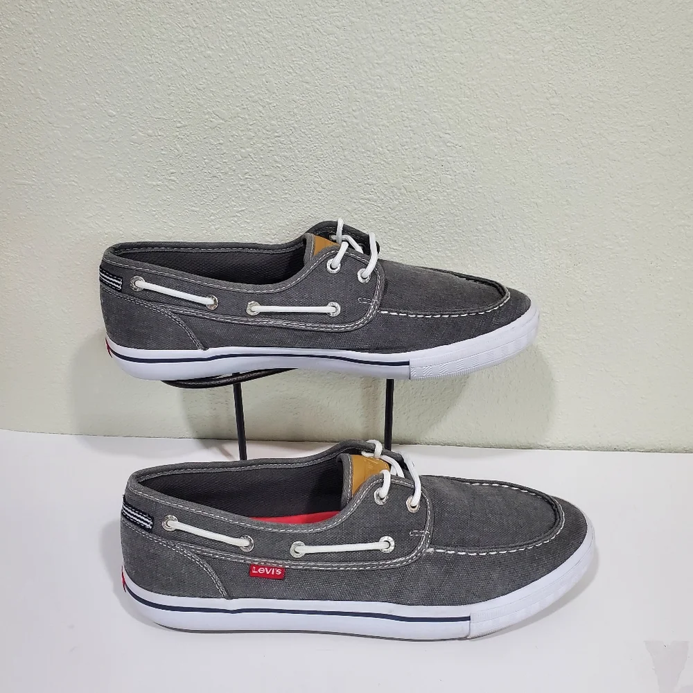 Levi's Men's Gray Canvas Loafers Boat Shoes Size 10½